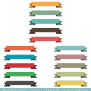 Banners Clip Art Clipart, Retro Banners Clip Art Clipart - Commercial and Personal Use