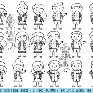 Student Stick Figure Clipart Clip Art Stick People Clipart - Etsy
