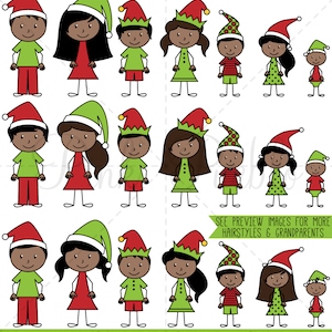 Christmas Stick Figure Family Clipart, Christmas Stick Figure Clipart - Commercial and Personal Use