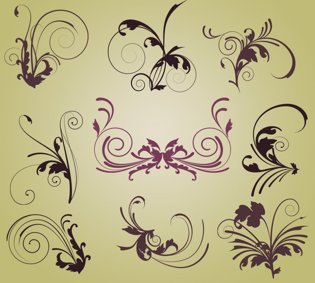 Flourishes Brushes Elegant Flourishes Etsy
