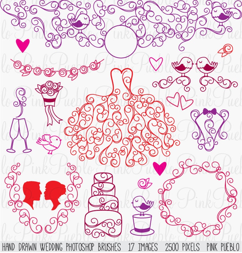 Commercial and Personal Hand Drawn Wedding Photoshop Brushes Wedding Silhouettes Photoshop Brushes