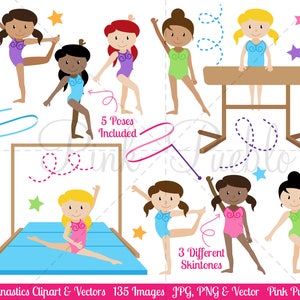 Gymnastics Clipart, Gymnastics Clip Art, Gymnast Clipart, Gymnast Clip Art Vectors, Great for Gymnastics Birthday - Commercial Use