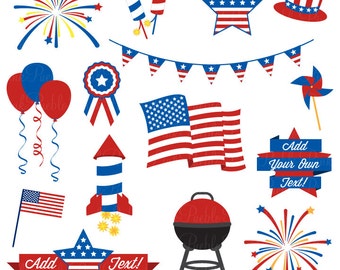 Fourth of July Clip Art Clipart, 4th of July Clip Art Clipart Vectors, Great for Decorations or Decor - Commercial and Personal