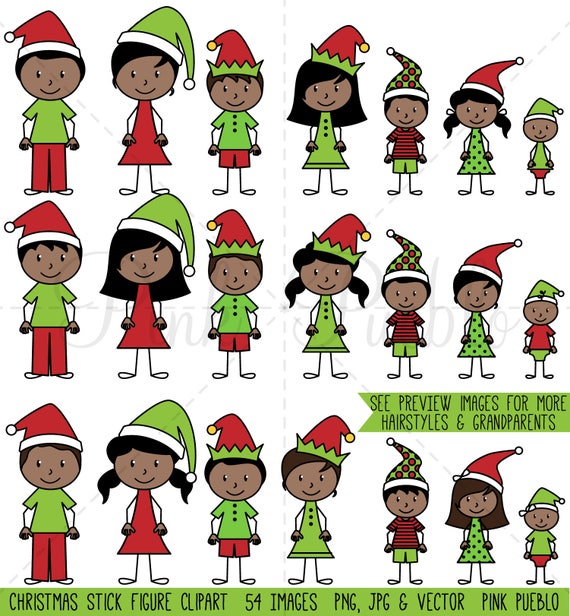 Clipart Famiglia Figura Stilizzata Di Natale Natale Bastone Etsy