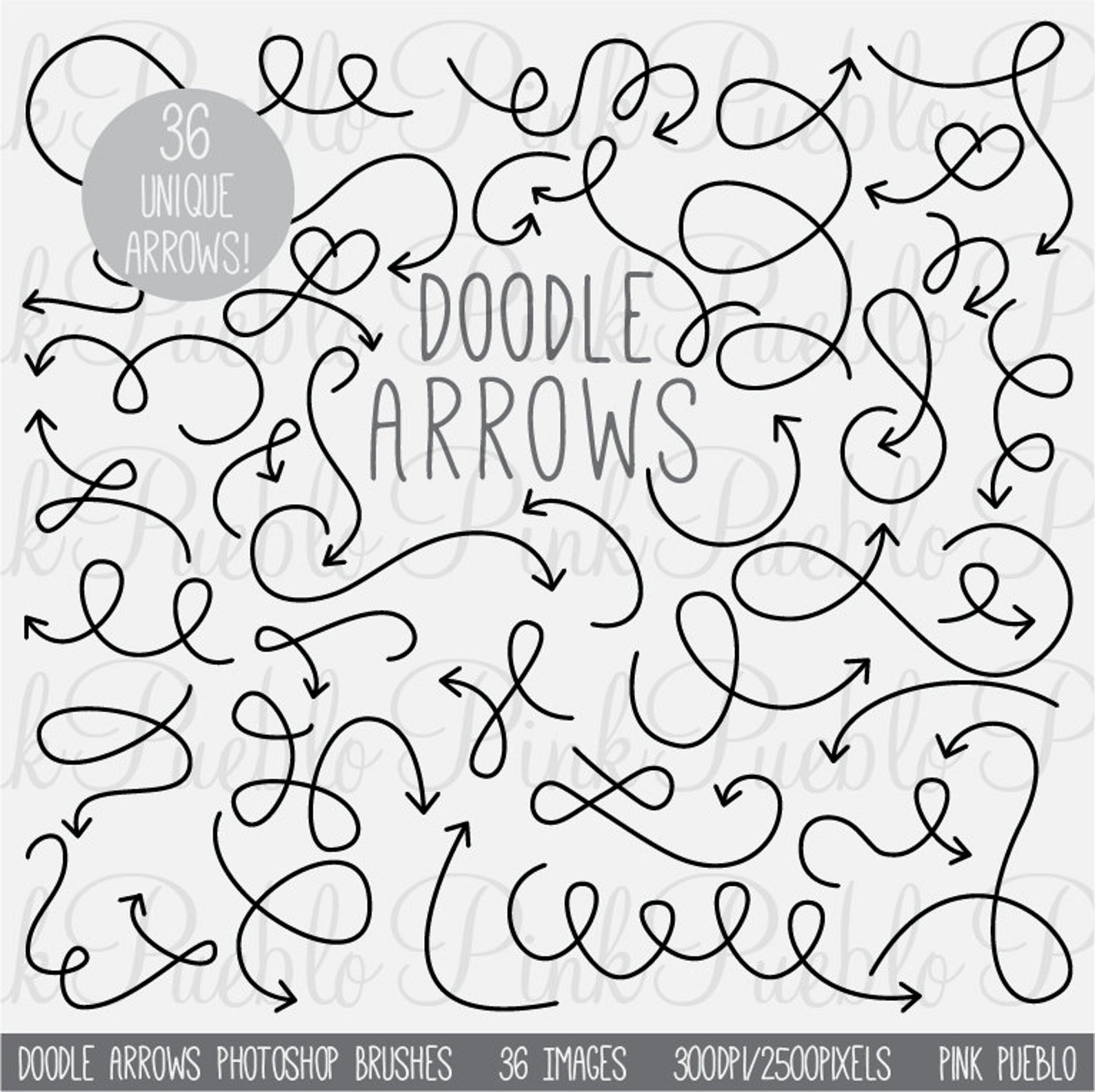 Doodle Arrows Brushes Hand Drawn Curly Arrows Etsy