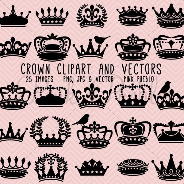 Crown Clipart Clip Art, Crown Silhouette Clipart Clip Art - Commercial and Personal Use