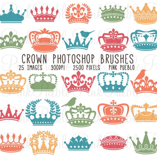 Crown Photoshop Brushes, Crown Silhouettes Photoshop Brushes - Commercial and Personal Use