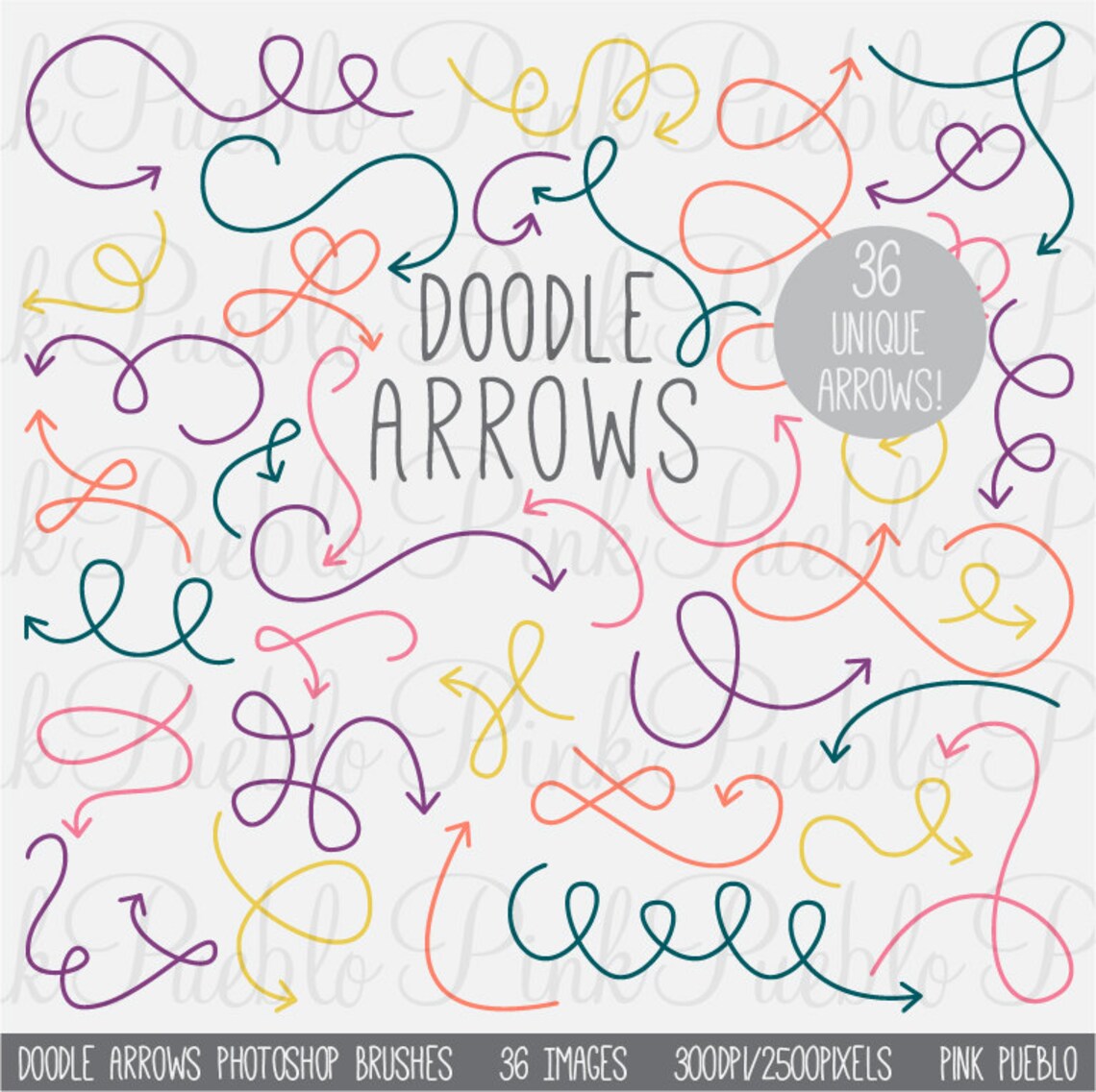 Doodle Arrows Brushes Hand Drawn Curly Arrows Etsy