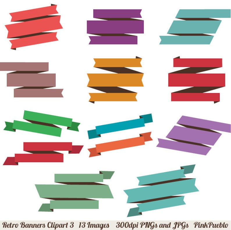 Retro Banners Clipart Clip Art 3 Vintage Ribbons Clipart Clip Art Commercial and Personal Use
