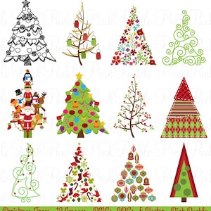 Christmas Tree Clipart Clip Art, Christmas Holiday Decor Clipart Clip Art Vector - Commercial and Personal