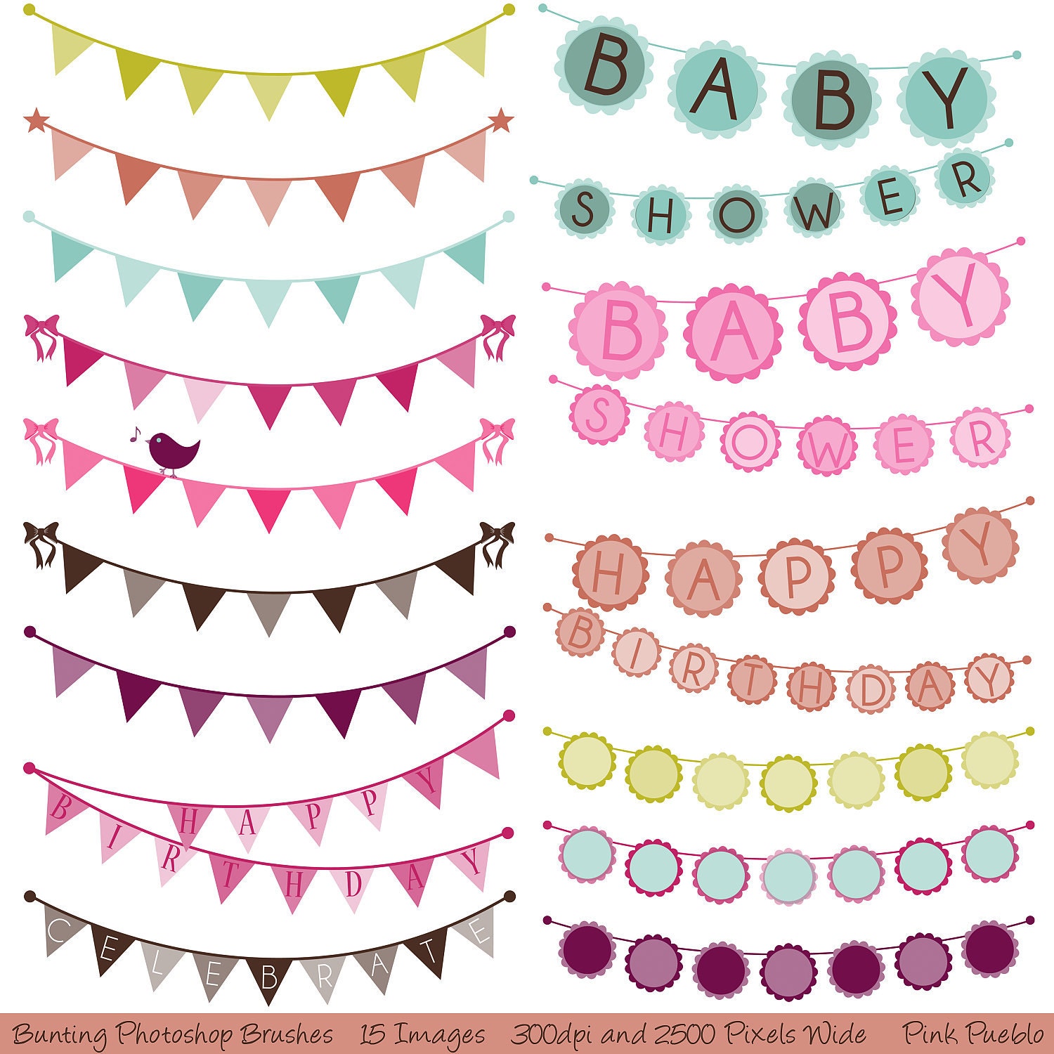 Bunting Photoshop Boda Bebé Ducha - Etsy España