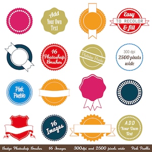 Badge Photoshop Brushes, Use as Stickers, Labels, or Tags - Commercial and Personal Use