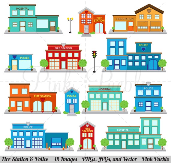 Fire Station Clipart Clip Art Police Clipart Printable House Etsy Fire Station Clipart Clip Art Police Clipart Printable House Etsy