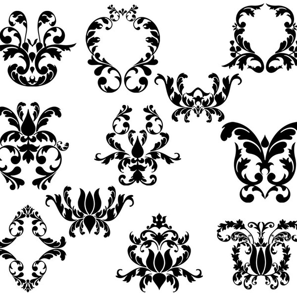 Damask Photoshop Brushes Damask Elements Photoshop Brushes - Commercial and Personal