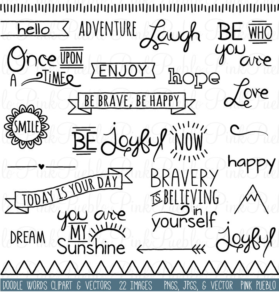 Doodle Words Clipart Clip Art Typography Word Subway Art Clip ...