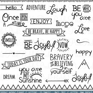 Doodle Words Clipart Clip Art, Tipografía Palabra Subway Art Clip Art Clipart Vectores - Uso Comercial y Personal