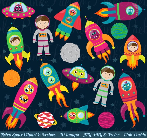 Space Astronaut Clipart Clip Art Retro Rocketship Spaceship - Etsy Space Astronaut Clipart Clip Art Retro Rocketship Spaceship - Etsy
