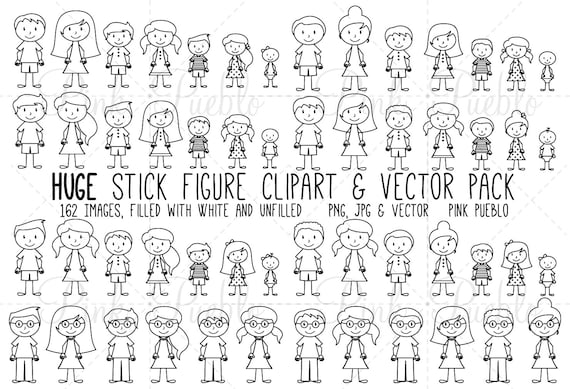 Grosse Packung Von Strichmannchen Clipart Clip Art Vektoren Etsy