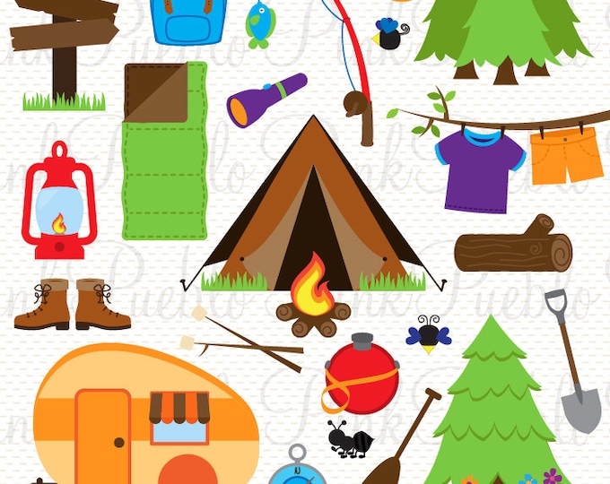 Camping Clip Art, Camping Clipart, Camping Invitation or Camping ...