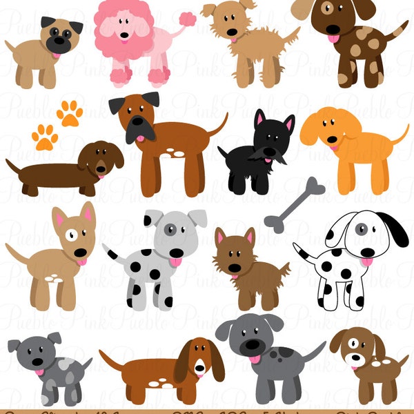 Dog Clipart Clip Art, Puppy Clipart Clip Art Vectors - Commercial and Personal Use
