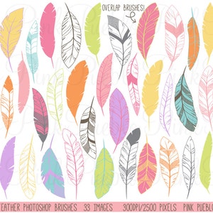 Feather Silhouettes Photoshop Brushes, Tribal Feathers Photoshop Brushes - Commercial and Personal Use
