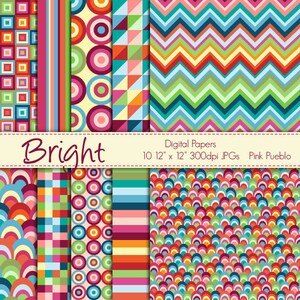 Papiery cyfrowe Papiery do druku Papiery do scrapbookingu - Bright Geometric - do użytku komercyjnego i osobistego
