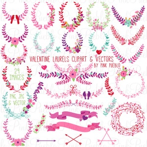 Giorno di San Valentino Clipart Clip Art di alloro, matrimonio nuziale corona di alloro foglia Clip Art Clipart vettoriali - uso personale e commerciale