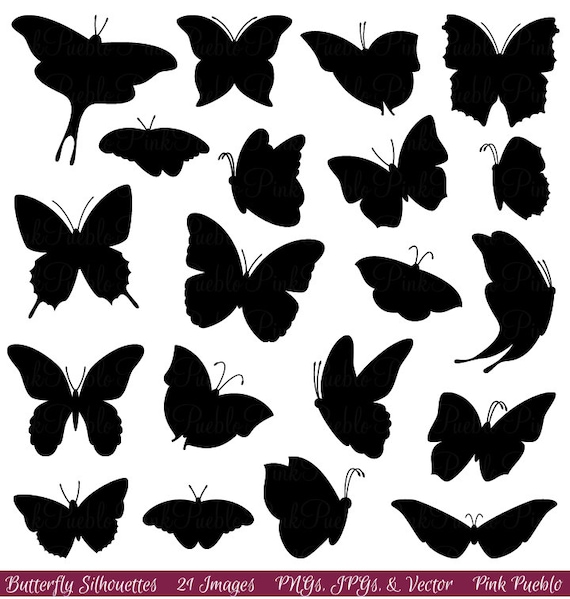 Butterfly Silhouettes Clipart Clip Art Butterfly Clipart Clip | Etsy