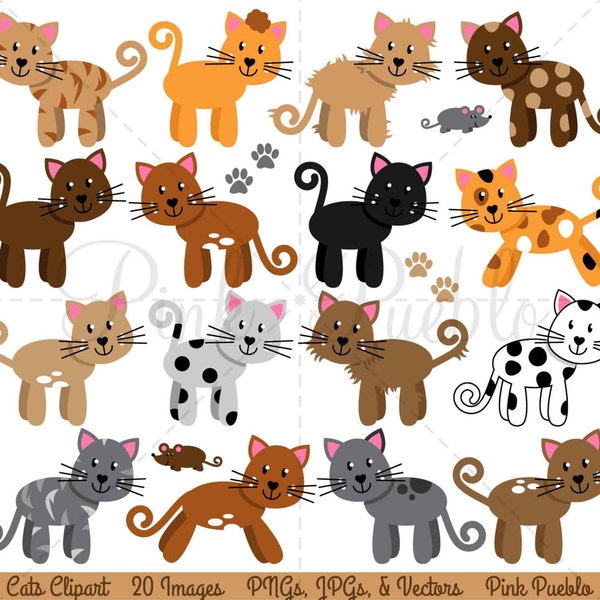 Cats Clipart Clip Art, Kitten Clipart Clip Art - Commercial and Personal Use