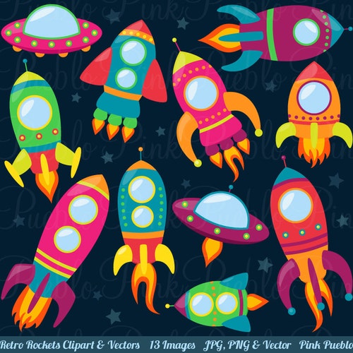 Retro Rockets Clip Art Clipart Spaceship Rocketship Space - Etsy Retro Rockets Clip Art Clipart Spaceship Rocketship Space - Etsy
