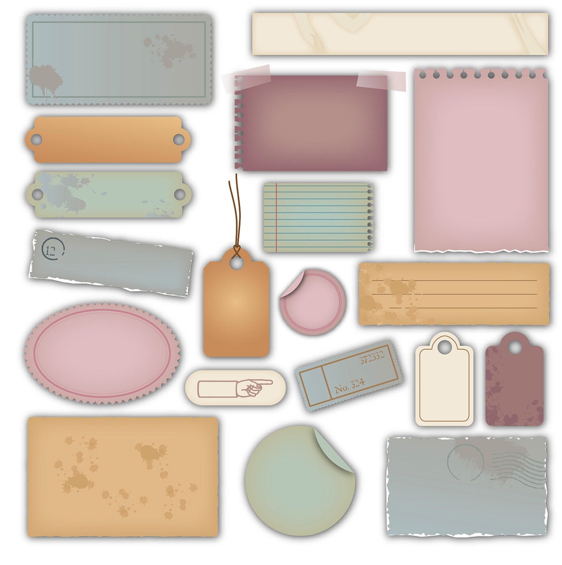 Vintage Paper Clip Art Clipart Vintage Labels Tags Clip Art | Etsy