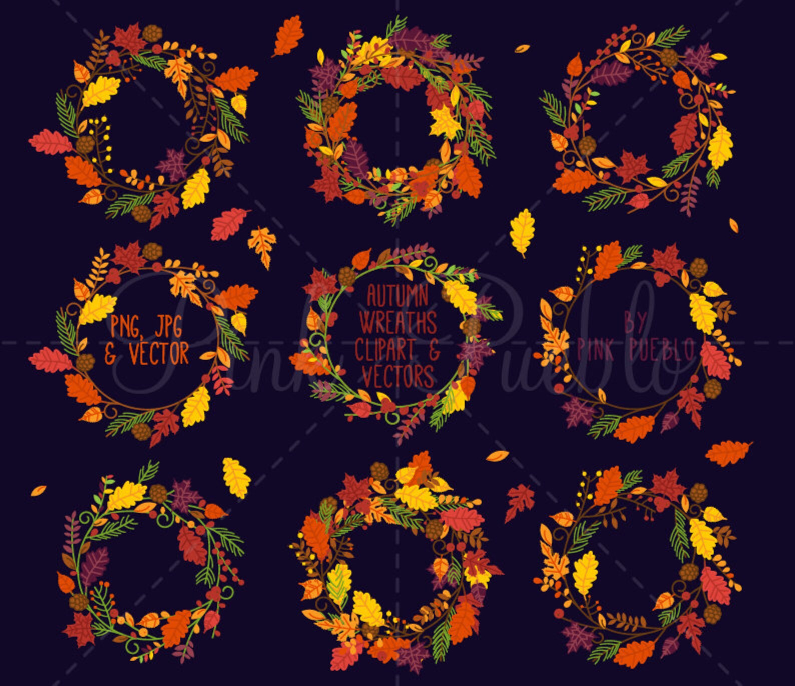 Thanksgiving Wreath Clipart Clip Art Thanksgiving Flowers - Etsy