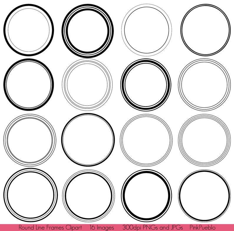 Round Frames Clipart Clip Art Round Line Frames Clipart Clip | Etsy