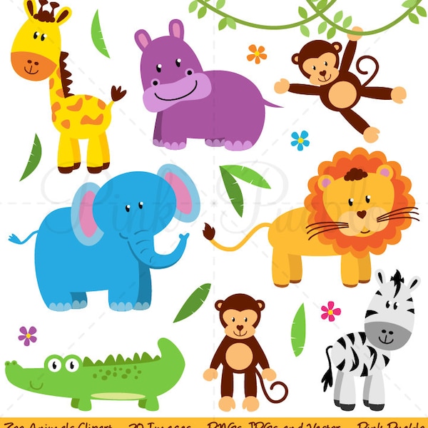 Zoo Animal Clip Art, Zoo Animal Clipart, Safari Jungle Animal Clipart Clip Art - Commercial and Personal Use