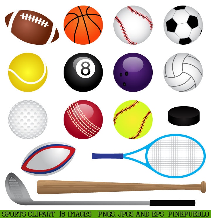 Sports Clipart Clip Art Basketball Baseball Football Golf Etsy Sports Clipart Clip Art Basketball Baseball Football Golf Etsy