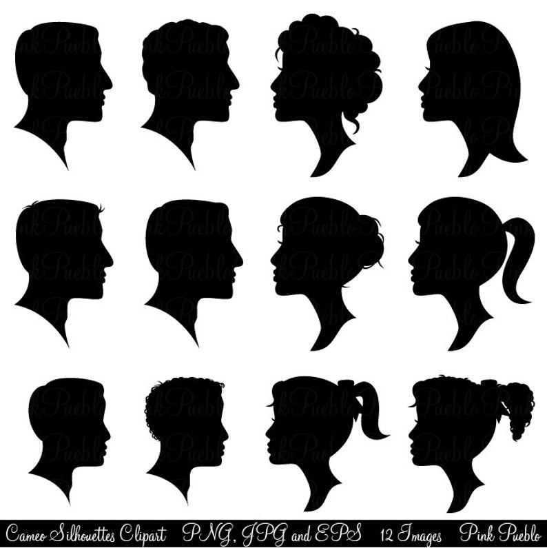 Cameo Silhouettes Clipart Clip Art Profile Silhouettes - Etsy
