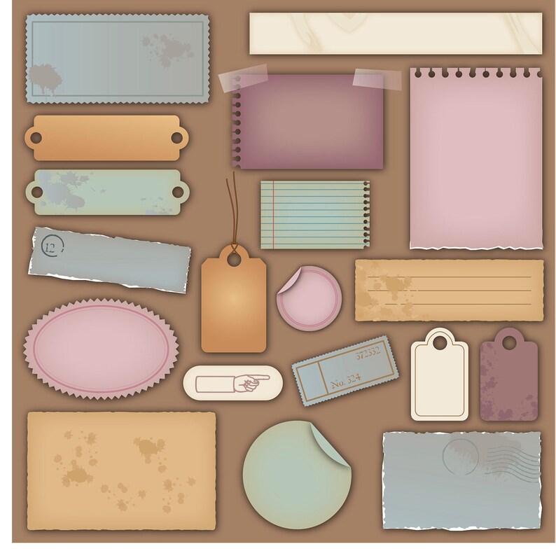 Vintage Paper Clip Art Clipart Vintage Labels Tags Clip Art - Etsy