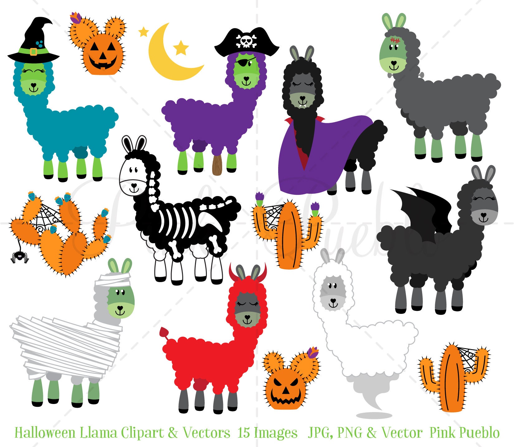 Halloween Llama Clipart Halloween Llama Clip Art Halloween Etsy