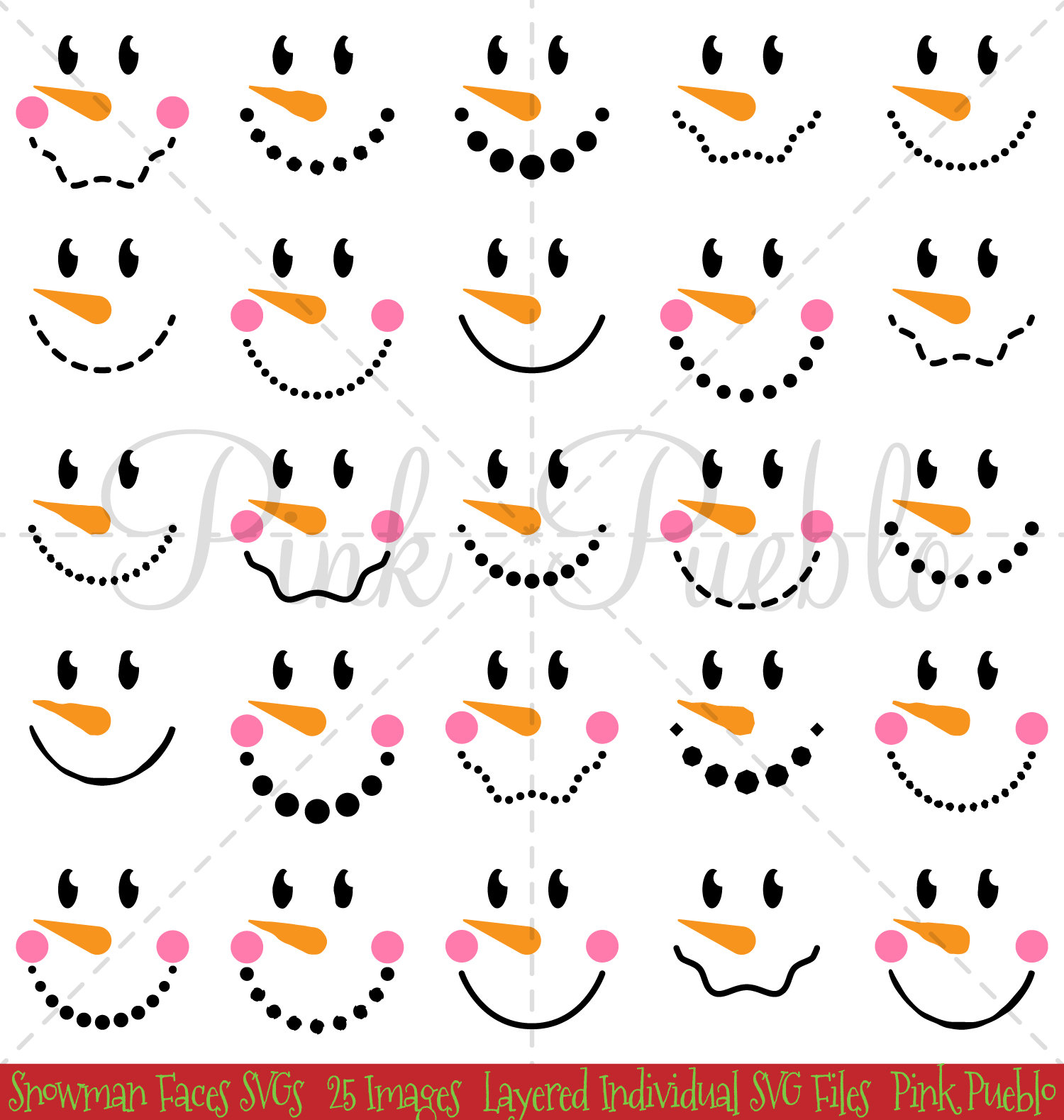 Snowman Face Svgs Snowman Faces SVG Cutting Templates | Etsy
