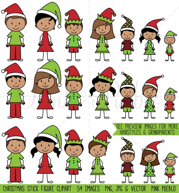 Christmas Stick Figure Family Clipart Christmas Stick Figure Etsy