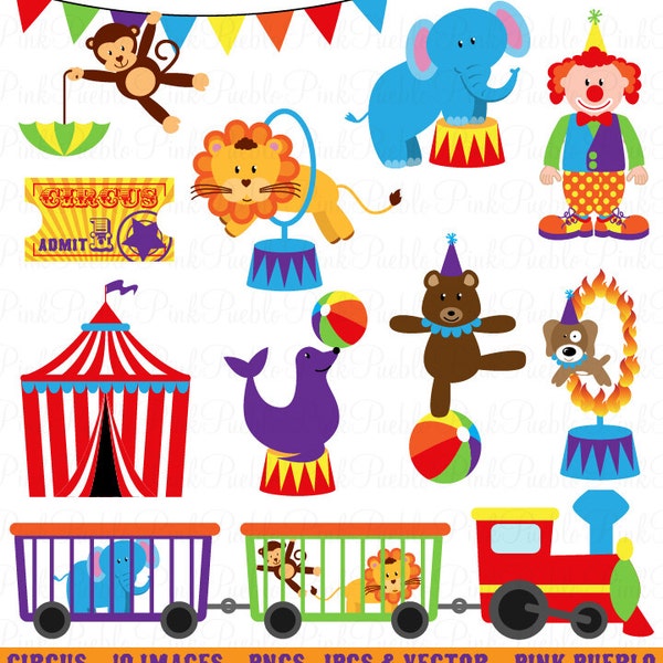 Circus Clip Art Clipart, Carnival Clip Art Clipart, Great for Birthday, Invitations, Party - Commercial and Personal