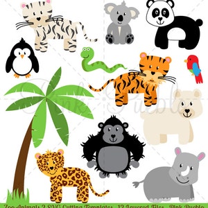 Zoo Tiere Svg Zoo Safari Dschungel Tiere Schneiden Vorlagen Etsy