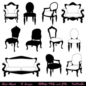 Chair Clip Art Clipart, Chair Silhouettes, Furniture Clip Art Clipart, Decor Clip Art Clipart - Commercial and Personal Use