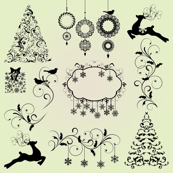 Christmas Clip Art Clipart Christmas Silhouettes Clip Art Clipart - Commercial Use