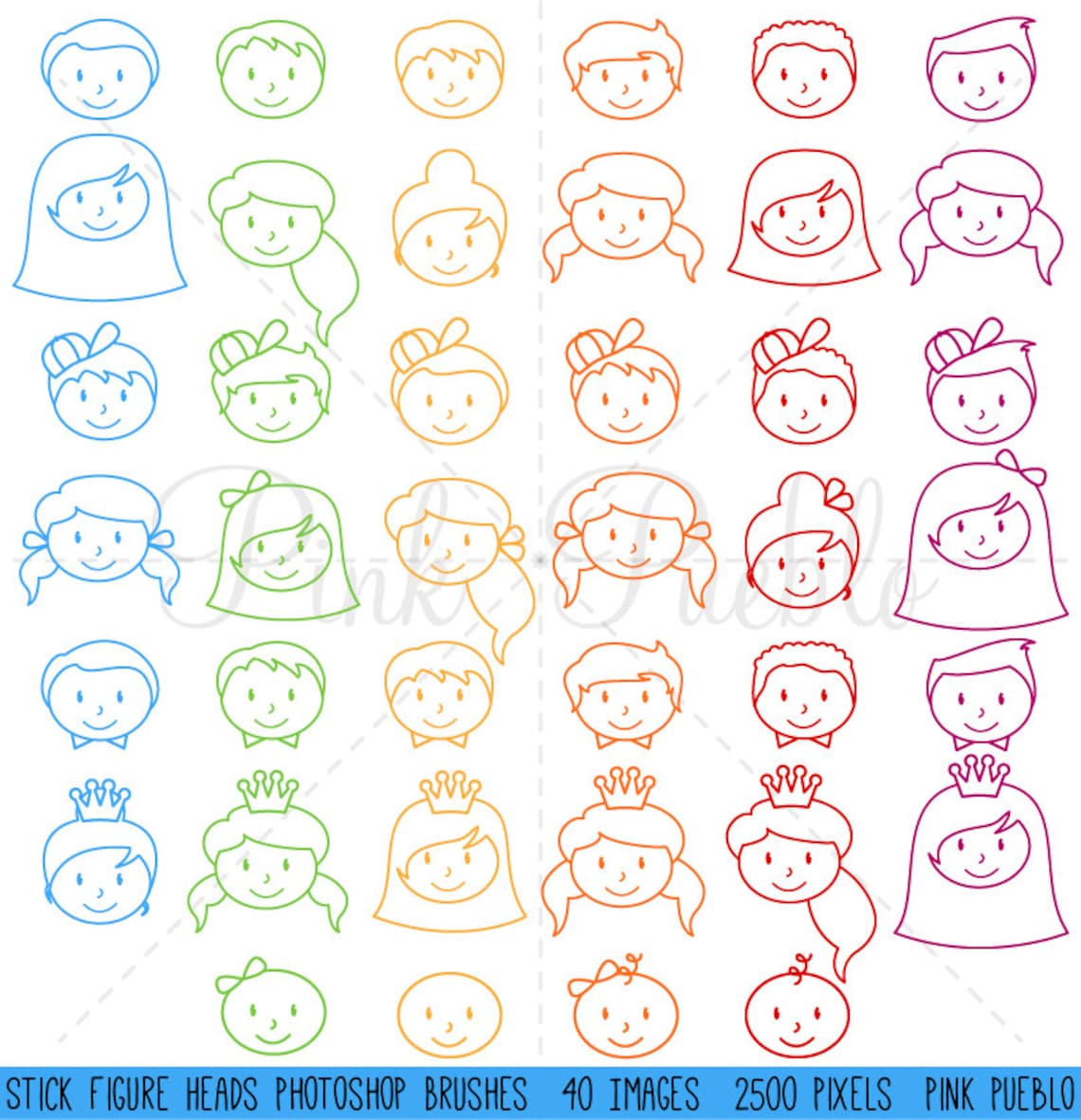 Stick Figure Heads Brushes Stick Family Heads Etsy