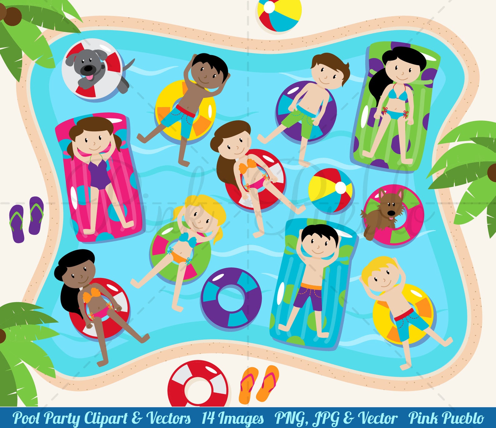 Pool Party Clipart Pool Party Clip Art For Pool Party Etsy 