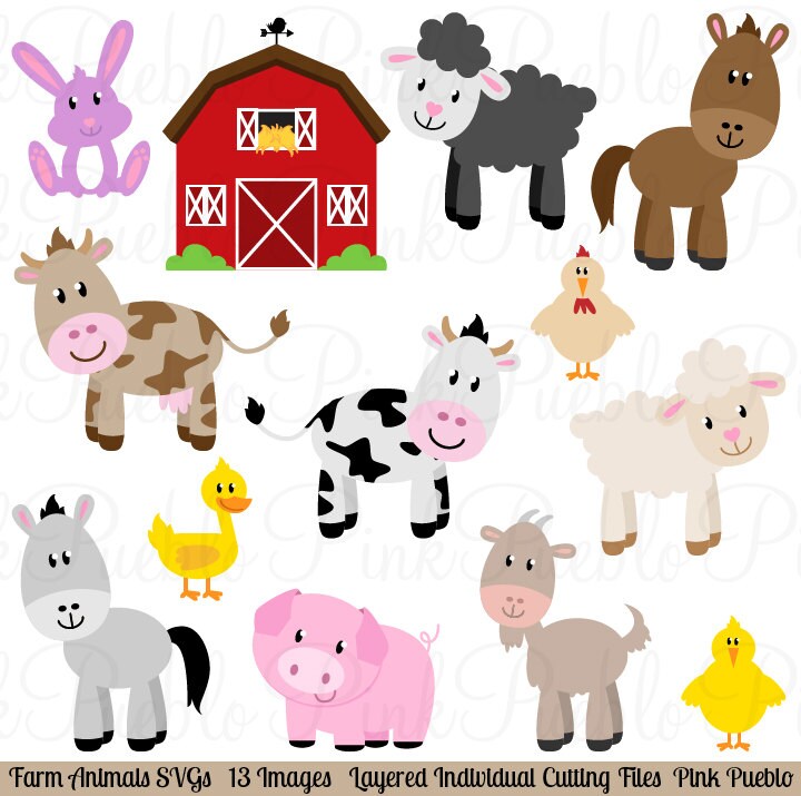 Download Farm Animals Svgs Barnyard Animals And Barn Cutting Templates Etsy