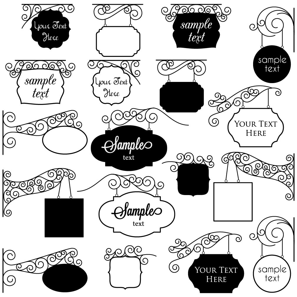 Vintage Signs Clipart Clip Art Frames Clipart Clip Art | Etsy