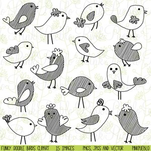 Doodle Birds Clip Art Clipart, Hand Drawn Birds Clipart Clip Art Vectors - Commercial and Personal Use