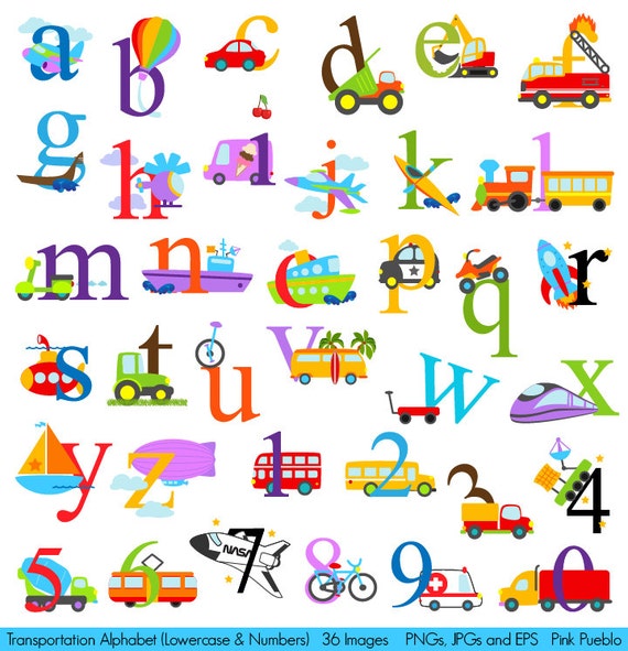 transportation alphabet clipart transporation